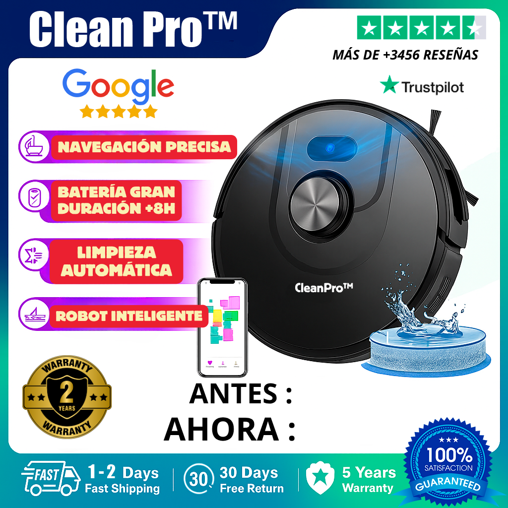 Aspirador Robot Inteligente Alemán 3 en 1 - CleanPro™ + Regalo Exclusivo