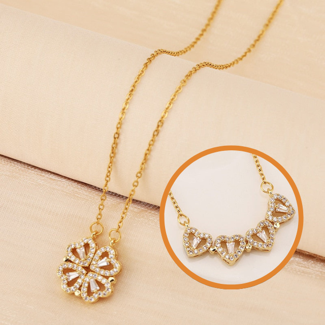 2 en 1 - Collar de Trébol de 4 Corazones Premium (Últimas Unidades)