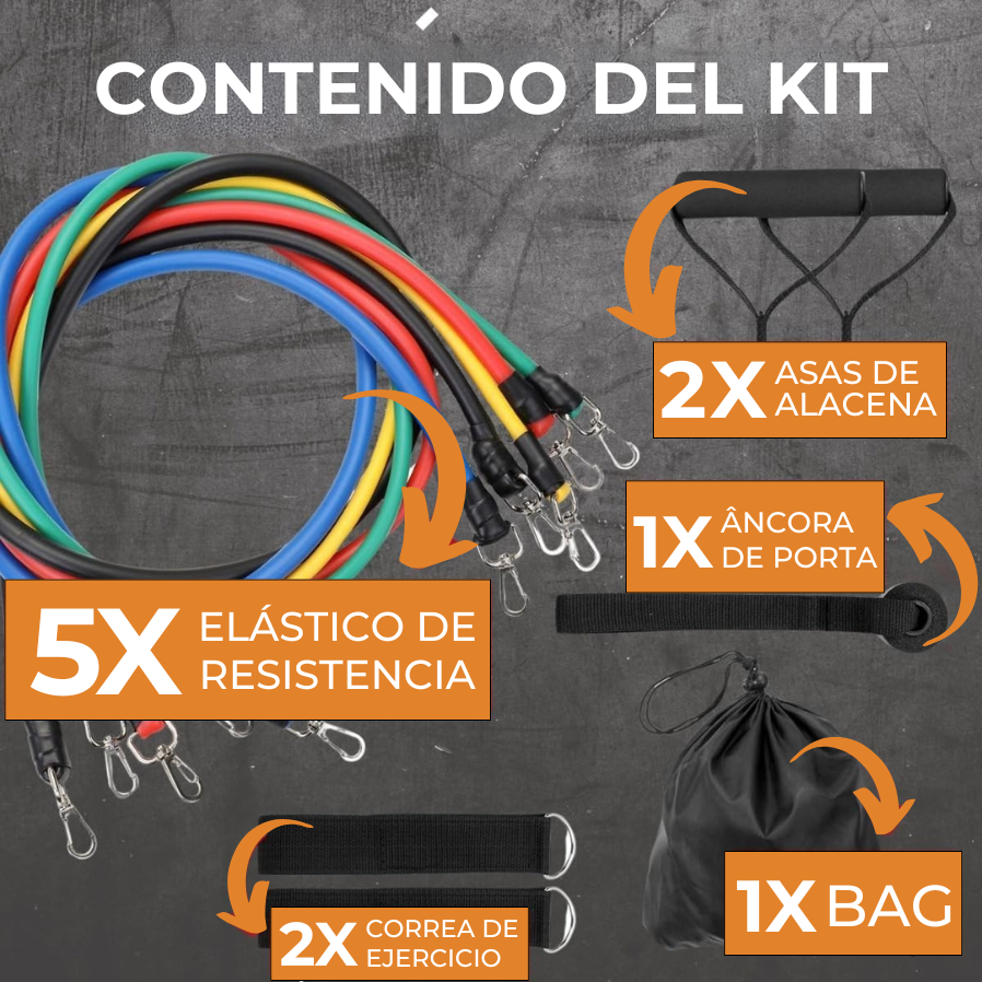Kit de Bandas Elasticas x11 Material Premium - Tu gimnasio en casa. Últimas unidades! ⏳ (SOLO HOY!)