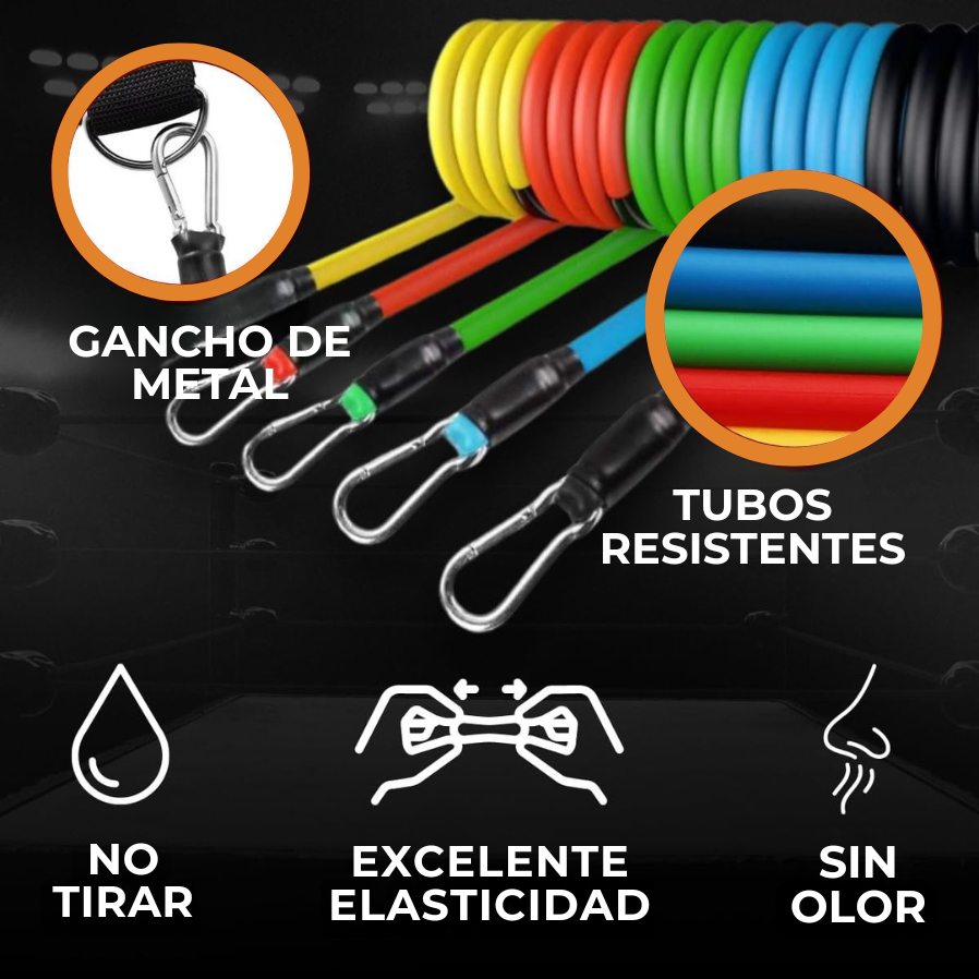 Kit de Bandas Elasticas x11 Material Premium - Tu gimnasio en casa. Últimas unidades! ⏳ (SOLO HOY!)