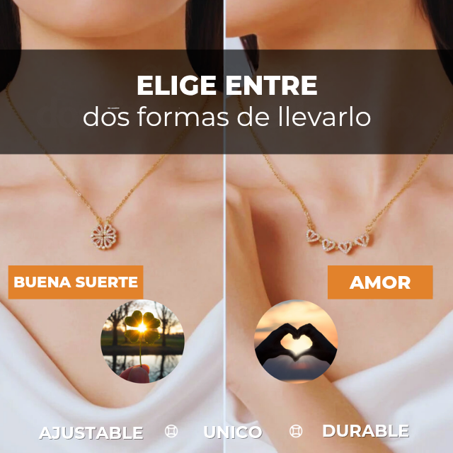 2 en 1 - Collar de Trébol de 4 Corazones Premium (Últimas Unidades)