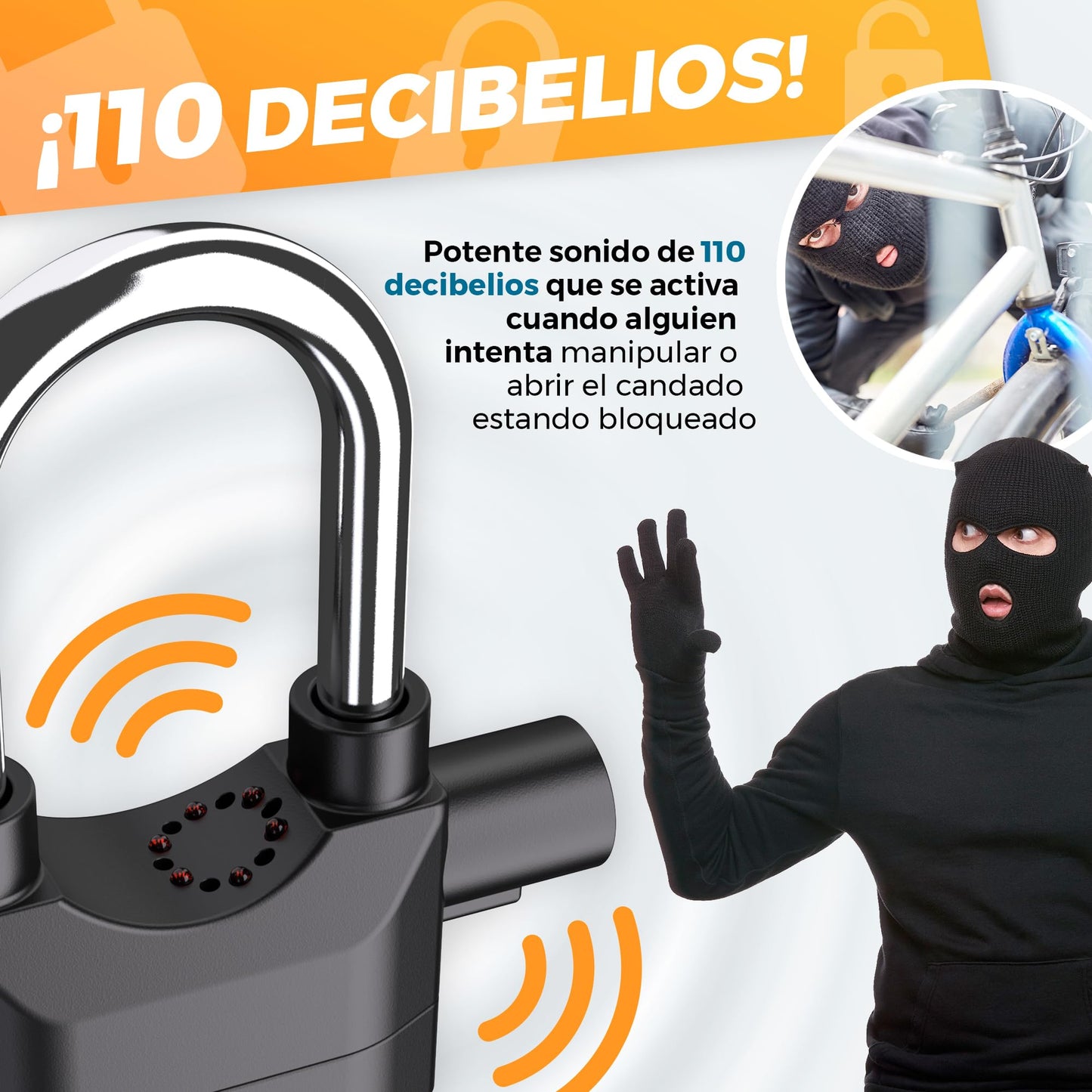 Candado con alarma multifuncion Premium + Regalo y Envío Gratís