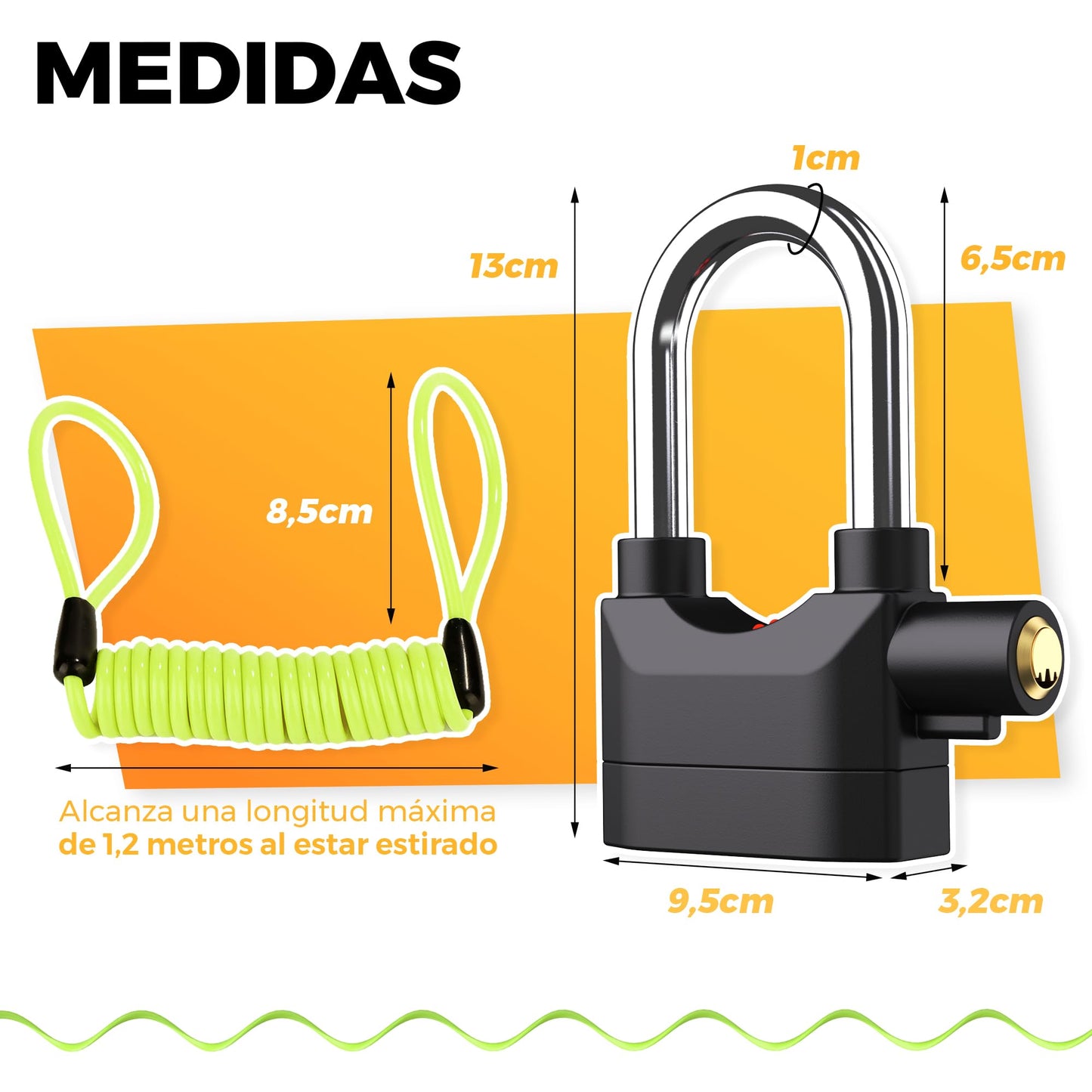 Candado con alarma multifuncion Premium + Regalo y Envío Gratís